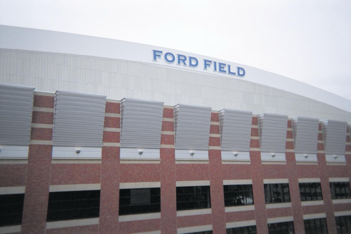 Exterior of Ford Field in Detroit, host venue for the 2027 Final Four