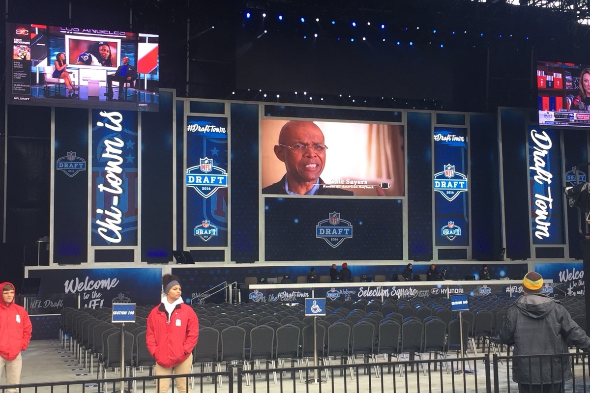 Historical NFL Draft stage in Grant Park, Chicago, before the 2016 event; documentary context, not the 2027 Washington venue